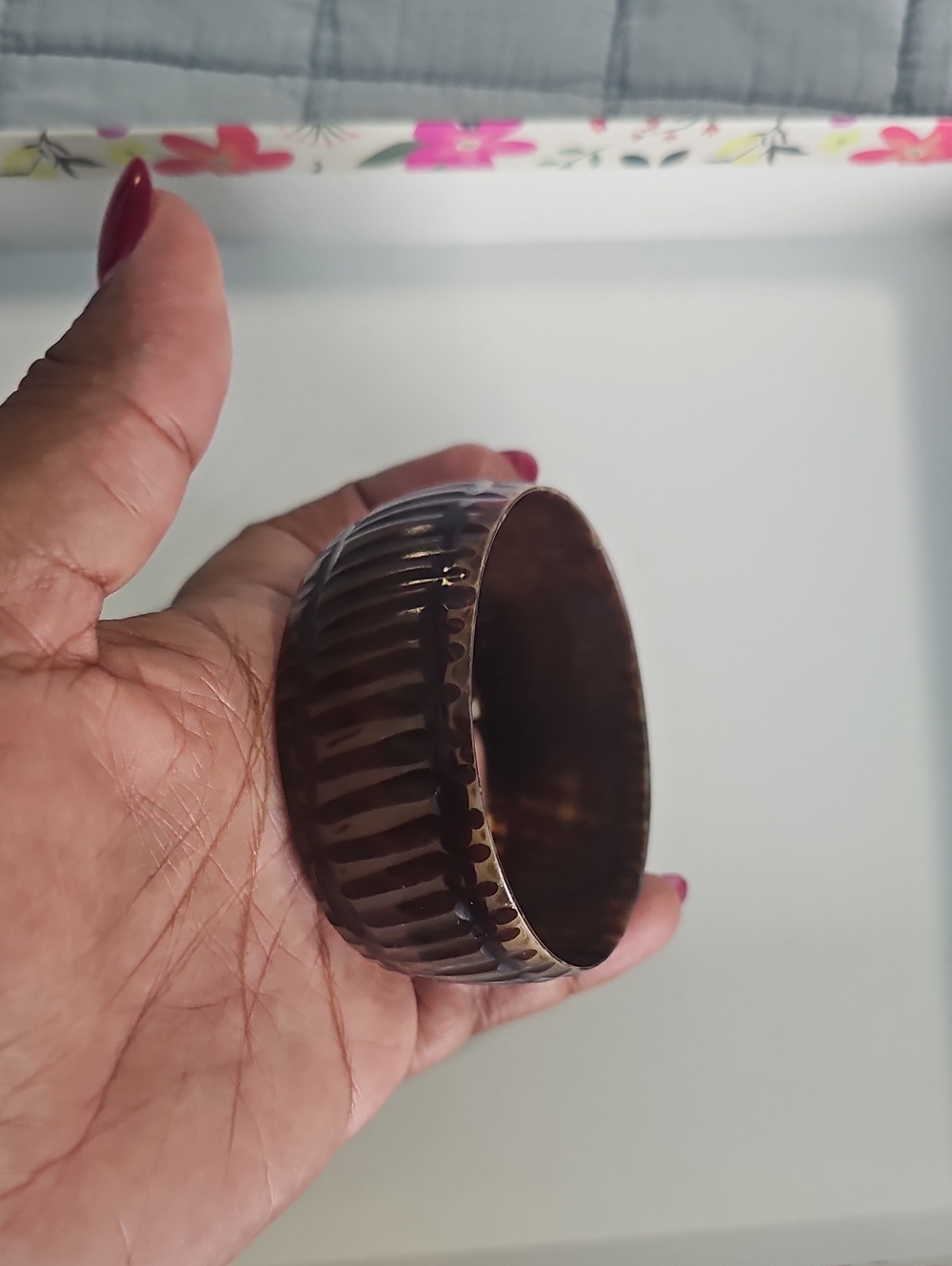 Handcrafted Brown Wide Bangle Bracelet